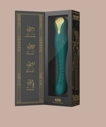 Zalo – King Thruster Groen Pleasurements Zalo King Thruster in groen siliconen met gouden accenten en PowerThrust technologie