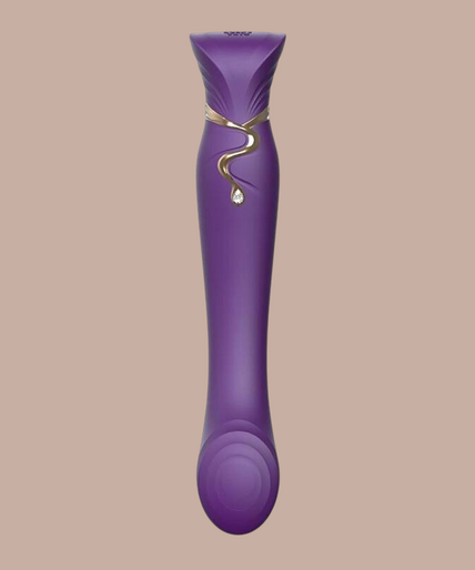 Zalo – Queen G – Spot Puls Wave Vibe Paars Paarse Zalo Queen G-spot vibrator van Pleasurements met gouden details en een Swarovski kristal in siliconen design.