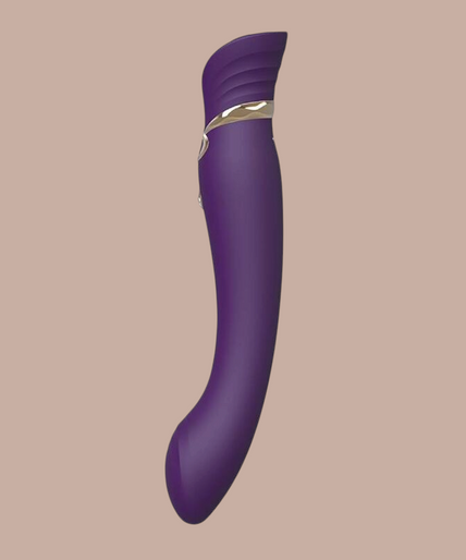 Zalo – Queen G – Spot Puls Wave Vibe Paars Paarse Zalo Queen G-spot vibrator van Pleasurements met gouden details en een Swarovski kristal in siliconen design.