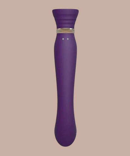 Zalo – Queen G – Spot Puls Wave Vibe Paars Paarse Zalo Queen G-spot vibrator van Pleasurements met gouden details en een Swarovski kristal in siliconen design.
