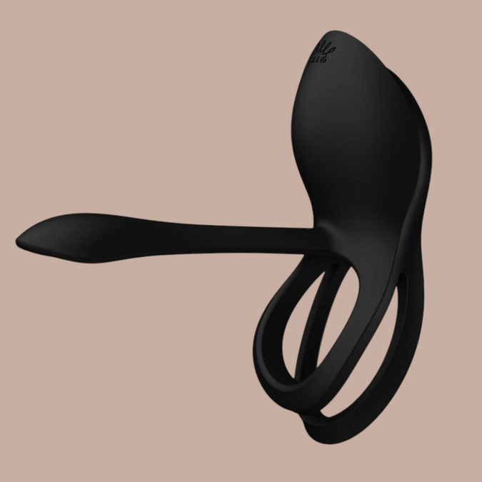 Zalo Bayek vibrerende koppelring in zwart siliconen met ergonomisch ontwerp van Pleasurements