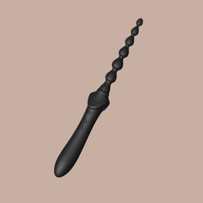 Pleasurements Zalo Bess 2 zwarte siliconen clitorismassager met anaal kraal opzetstuk voor variabele stimulatie