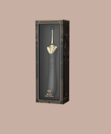 Zalo – Bess 2 Clitorismassager Zwart Pleasurements Zalo Bess 2 zwarte siliconen clitorismassager met verwisselbare opzetstukken en gouden accenten.
