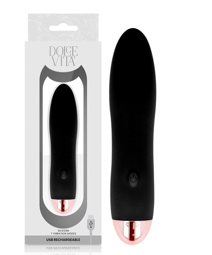 DOLCE VITA - RECHARGEABLE VIBRATOR FOUR BLACK 7 SPEEDS DOLCE VITA - RECHARGEABLE VIBRATOR FOUR BLACK 7 SPEEDS