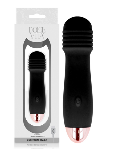 DOLCE VITA - RECHARGEABLE VIBRATOR THREE BLACK 7 SPEED DOLCE VITA - RECHARGEABLE VIBRATOR THREE BLACK 7 SPEED