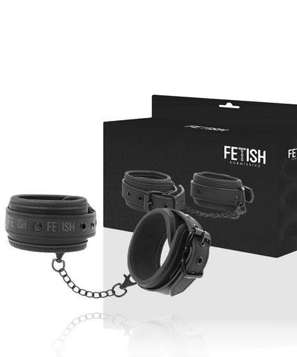 FETISH SUBMISSIVE - VEGAN LEATHER ANKLE CUFFS WITH NOPRENE LINING FETISH SUBMISSIVE - VEGAN LEATHER ANKLE CUFFS WITH NOPRENE LINING