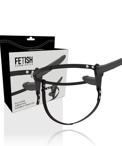 FETISH SUBMISSIVE HARNESS - DOUBLE PENETRATION BLACK VIBRATOR FETISH SUBMISSIVE HARNESS - DOUBLE PENETRATION BLACK VIBRATOR