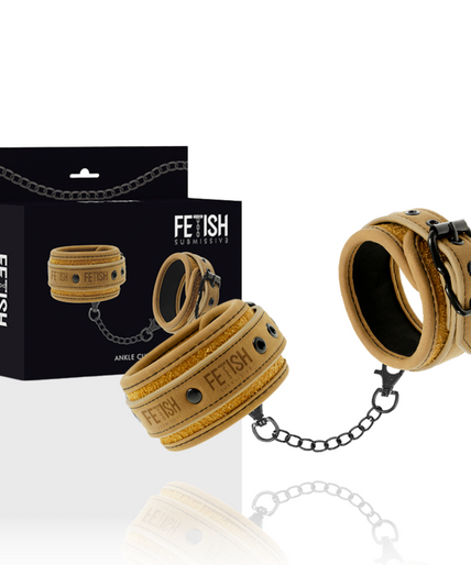 FETISH SUBMISSIVE ORIGEN - VEGAN LEATHER ANKLE CUFFS WITH NEOPRENE LINING FETISH SUBMISSIVE ORIGEN - VEGAN LEATHER ANKLE CUFFS WITH NEOPRENE LINING