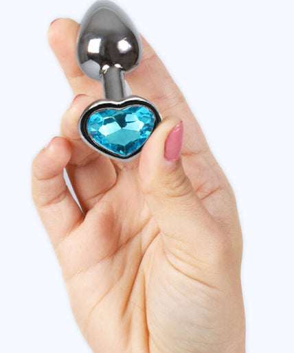 SECRETPLAY - METAL BUTT PLUG BLUE HEART SMALL SIZE 7 CM SECRETPLAY - METAL BUTT PLUG BLUE HEART SMALL SIZE 7 CM