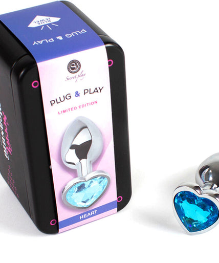 SECRETPLAY - METAL BUTT PLUG BLUE HEART SMALL SIZE 7 CM SECRETPLAY - METAL BUTT PLUG BLUE HEART SMALL SIZE 7 CM