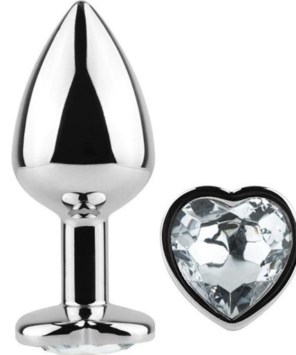 SECRETPLAY - METAL BUTT PLUG CLEAR CRYSTAL HEART SMALL SIZE 7 CM SECRETPLAY - METAL BUTT PLUG CLEAR CRYSTAL HEART SMALL SIZE 7 CM