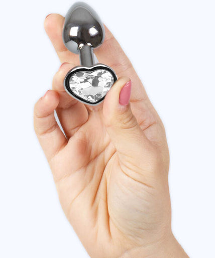 SECRETPLAY - METAL BUTT PLUG CLEAR CRYSTAL HEART SMALL SIZE 7 CM SECRETPLAY - METAL BUTT PLUG CLEAR CRYSTAL HEART SMALL SIZE 7 CM