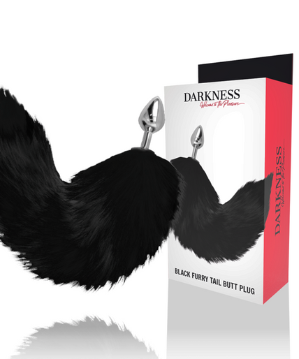 DARKNESS - SILVER ANAL PLUG 8 CM WITH BLACK TAIL DARKNESS - SILVER ANAL PLUG 8 CM WITH BLACK TAIL