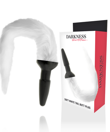 DARKNESS - SILICONE ANAL PLUG WITH WHITE TAIL DARKNESS - SILICONE ANAL PLUG WITH WHITE TAIL