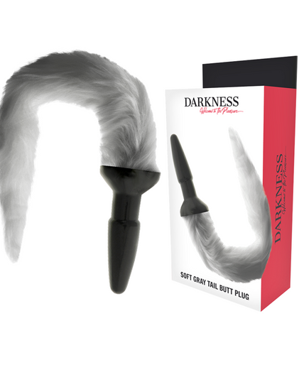 DARKNESS - SILICONE ANAL PLUG WITH GRAY TAIL DARKNESS - SILICONE ANAL PLUG WITH GRAY TAIL
