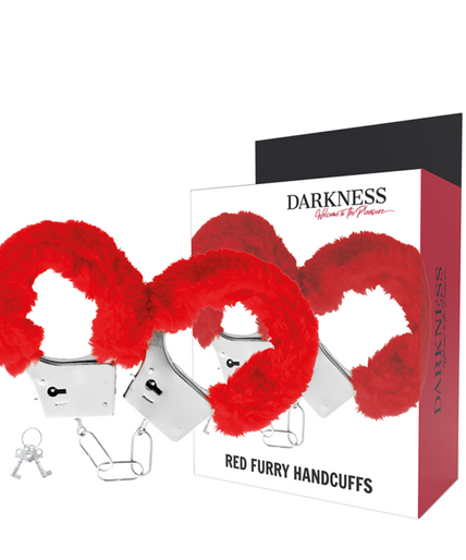 DARKNESS - RED LINED METAL HANDCUFFS DARKNESS - RED LINED METAL HANDCUFFS