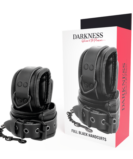 DARKNESS - ADJUSTABLE BLACK LEATHER HANDS HANDCUFFS DARKNESS - ADJUSTABLE BLACK LEATHER HANDS HANDCUFFS