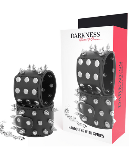 DARKNESS - SKULLS AND BONES BLACK SPIKED HANDCUFFS DARKNESS - SKULLS AND BONES BLACK SPIKED HANDCUFFS