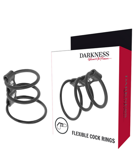 DARKNESS - SET OF 3 FLEXIBLE PENIS RINGS DARKNESS - SET OF 3 FLEXIBLE PENIS RINGS