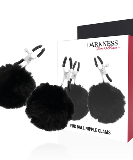 DARKNESS - NIPPLE CLAMPS WITH POM POMS 1 DARKNESS - NIPPLE CLAMPS WITH POM POMS 1