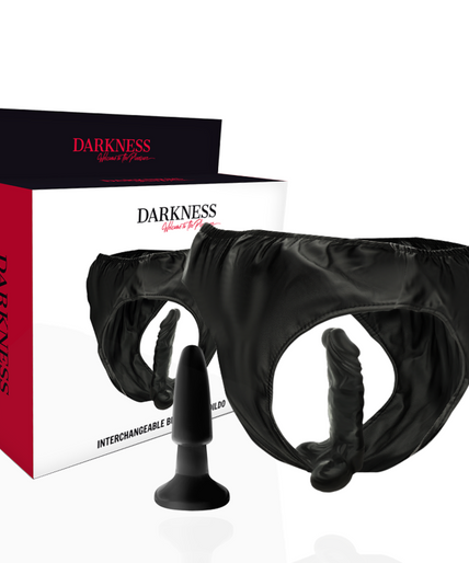 DARKNESS - PANTIES WITH PLUG AND INTERCHANGEABLE DILDO DARKNESS - PANTIES WITH PLUG AND INTERCHANGEABLE DILDO