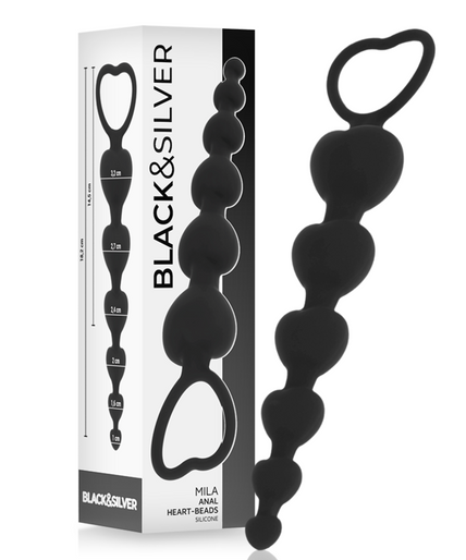 BLACK&SILVER - MILA ANAL CHAIN OF HEARTS 18 CM BLACK&SILVER - MILA ANAL CHAIN OF HEARTS 18 CM