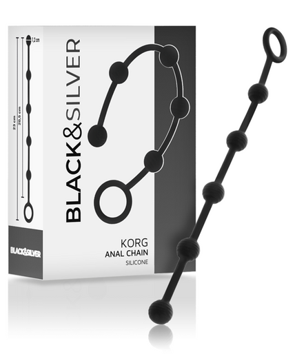 BLACK&SILVER - KORG ANAL ROSARY SILICONE INITIATION 21 CM BLACK&SILVER - KORG ANAL ROSARY SILICONE INITIATION 21 CM