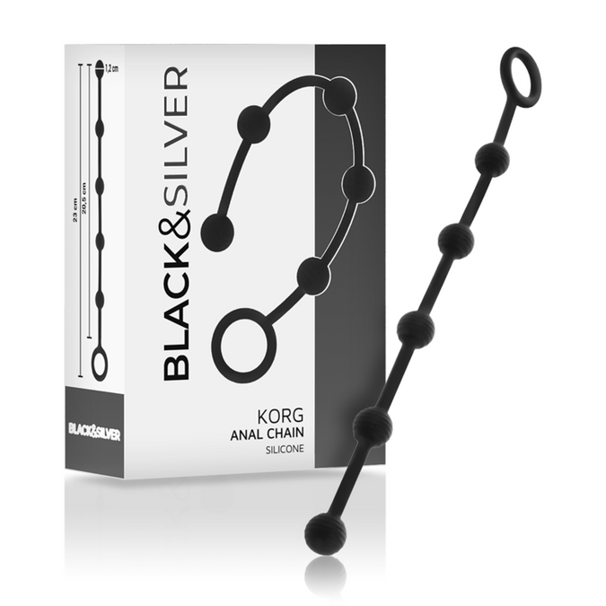 Black&silver – Korg Anal Rosary Silicone Initiation 21 Cm