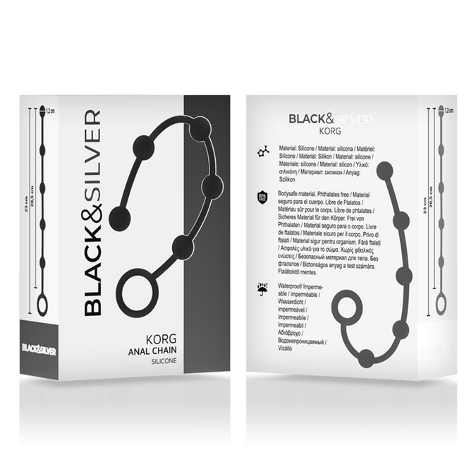 Black&silver – Korg Anal Rosary Silicone Initiation 21 Cm