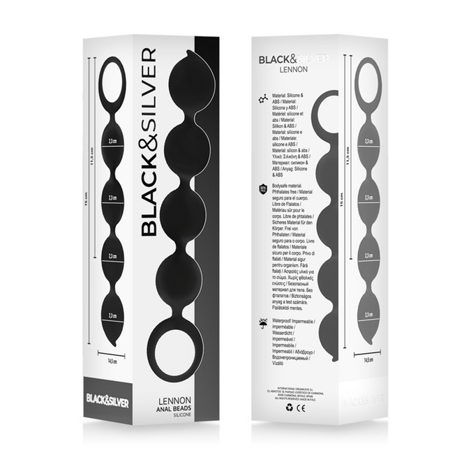 Black&silver – Lennon Anal Rosary 4 Silicone Spheres 15 Cm