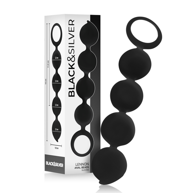 Black&silver – Lennon Anal Rosary 4 Silicone Spheres 15 Cm