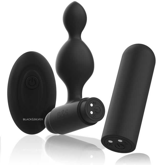 BLACK&SILVER - TUCKER KLEINE SILICONEN ANAALPLUG AFSTANDSBEDIENING