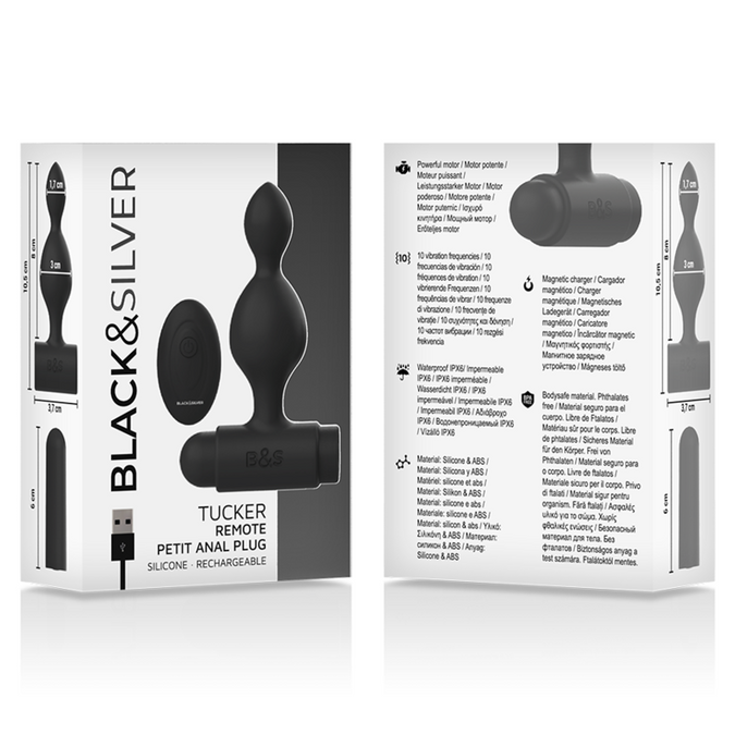 BLACK&SILVER - TUCKER KLEINE SILICONEN ANAALPLUG AFSTANDSBEDIENING