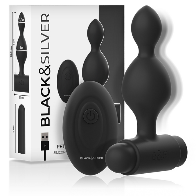 BLACK&SILVER - TUCKER KLEINE SILICONEN ANAALPLUG AFSTANDSBEDIENING