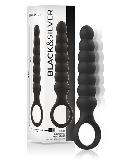 BLACK&SILVER - BOB POWERFUL SILICONE ANAL DILATOR BLACK&SILVER - BOB POWERFUL SILICONE ANAL DILATOR