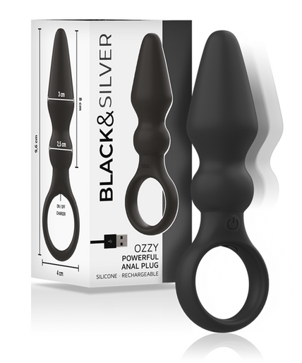 BLACK&SILVER - OZZY POWERFUL SILICONE ANAL PLUG BLACK&SILVER - OZZY POWERFUL SILICONE ANAL PLUG