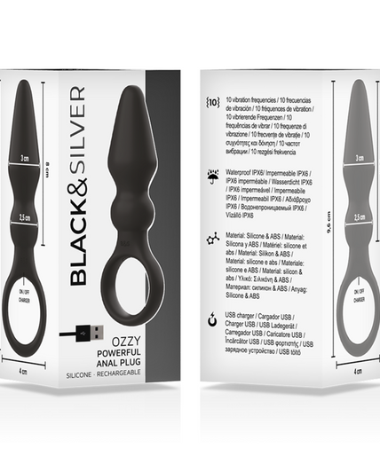 BLACK&SILVER - OZZY POWERFUL SILICONE ANAL PLUG BLACK&SILVER - OZZY POWERFUL SILICONE ANAL PLUG
