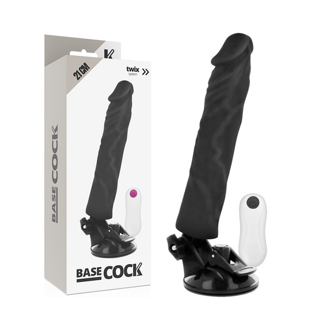 Basecock – Realistische vibrator met afstandsbediening zwart 21 cm -Ø- 4 cm