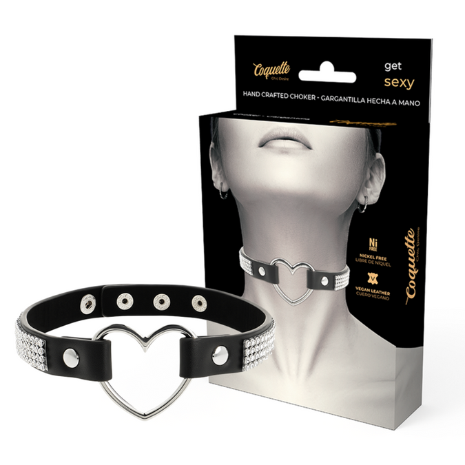 Coquette Chic Desire – Vegan leren choker met hartje