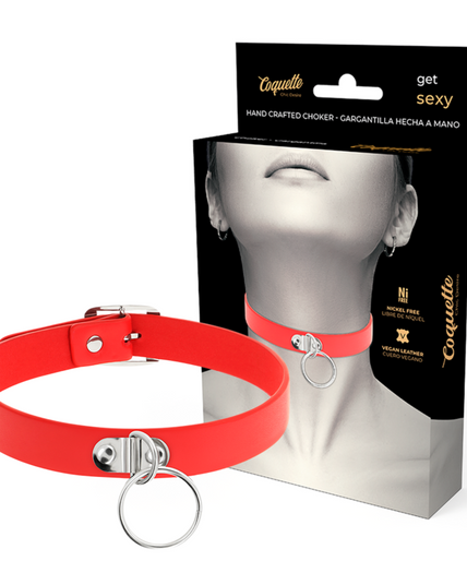 COQUETTE CHIC DESIRE - RED VEGAN LEATHER NECKLACE WOMAN FETISH ACCESSORY COQUETTE CHIC DESIRE - RED VEGAN LEATHER NECKLACE WOMAN FETISH ACCESSORY