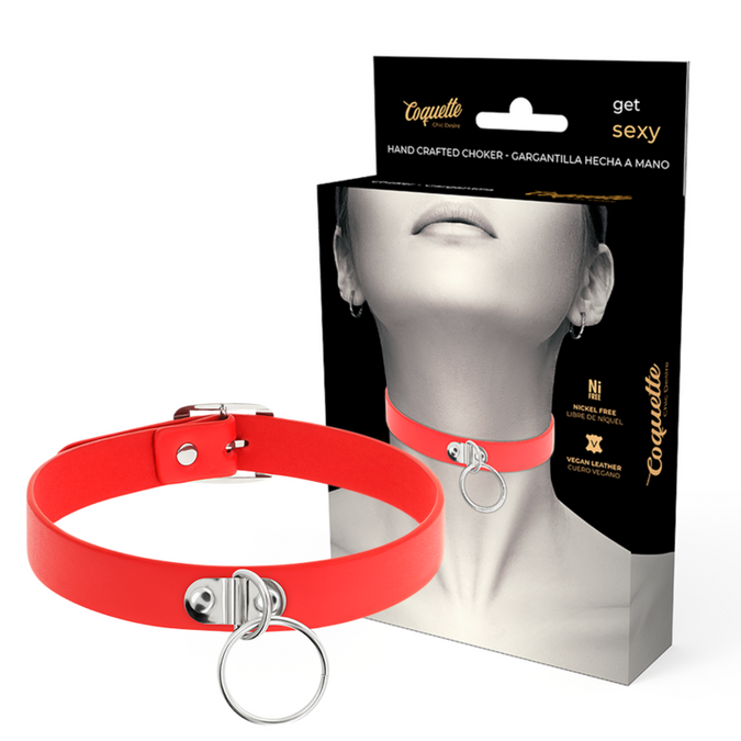 COQUETTE CHIC DESIRE - RODE VEGAN LEREN KETTING DAMES FETISH ACCESSOIRE