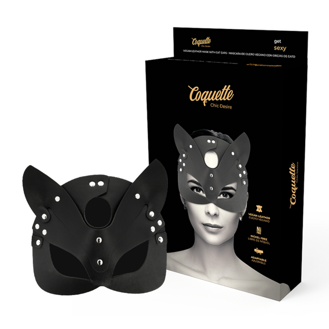 Coquette Chic Desire – Vegan leren masker met konijnenoren