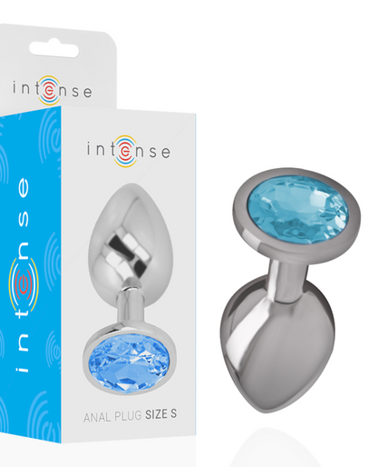 INTENSE - ALUMINUM METAL ANAL PLUG WITH BLUE CRYSTAL SIZE S INTENSE - ALUMINUM METAL ANAL PLUG WITH BLUE CRYSTAL SIZE S