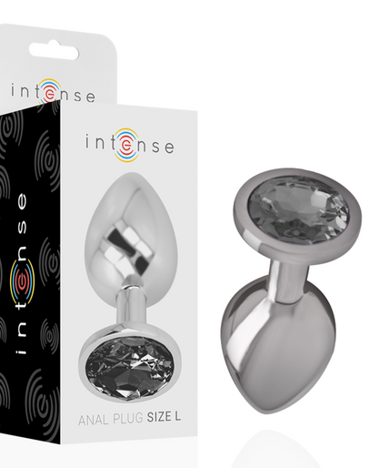 INTENSE - ALUMINUM METAL ANAL PLUG WITH BLACK GLASS SIZE L INTENSE - ALUMINUM METAL ANAL PLUG WITH BLACK GLASS SIZE L