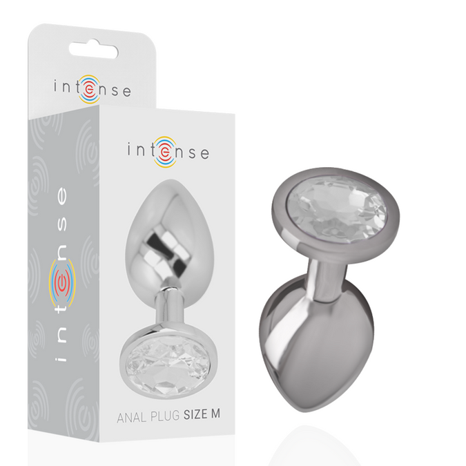 Intense – Aluminium Metall Analplug mit silbernem Kristall Größe M