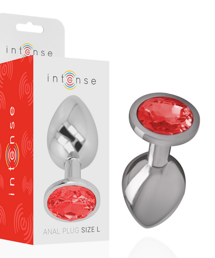INTENSE - ALUMINUM METAL ANAL PLUG WITH RED CRYSTAL SIZE L INTENSE - ALUMINUM METAL ANAL PLUG WITH RED CRYSTAL SIZE L
