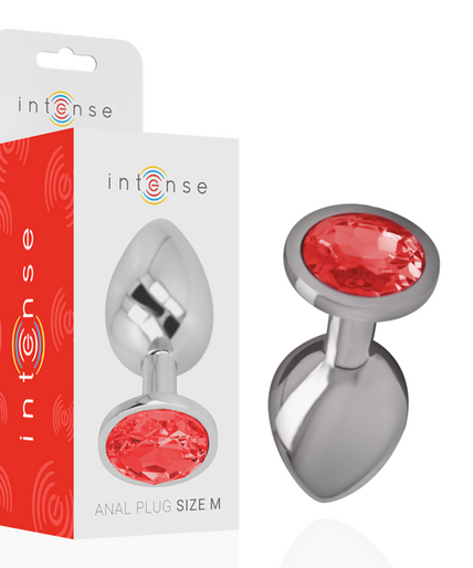 INTENSE - METAL ANAL PLUG WITH RED CRYSTAL SIZE M INTENSE - METAL ANAL PLUG WITH RED CRYSTAL SIZE M