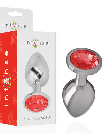 INTENSE - ALUMINUM METAL ANAL PLUG WITH RED CRYSTAL SIZE S INTENSE - ALUMINUM METAL ANAL PLUG WITH RED CRYSTAL SIZE S