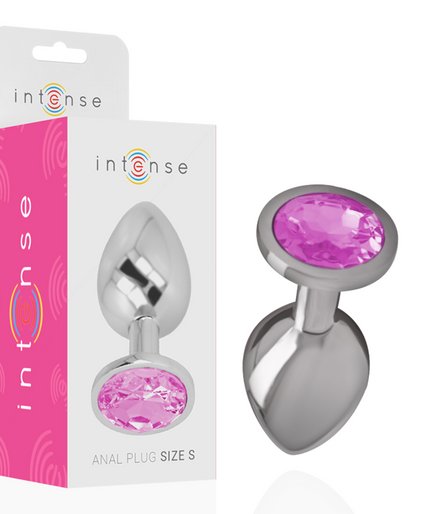 INTENSE - ALUMINUM METAL ANAL PLUG WITH PINK CRYSTAL SIZE S INTENSE - ALUMINUM METAL ANAL PLUG WITH PINK CRYSTAL SIZE S