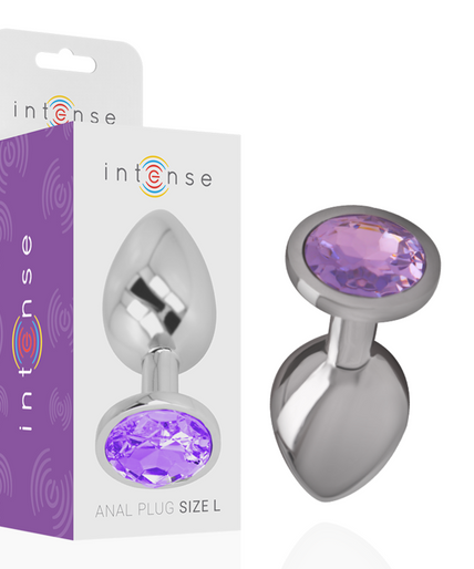 INTENSE - ALUMINUM METAL ANAL PLUG WITH VIOLET CRYSTAL SIZE S INTENSE - ALUMINUM METAL ANAL PLUG WITH VIOLET CRYSTAL SIZE S